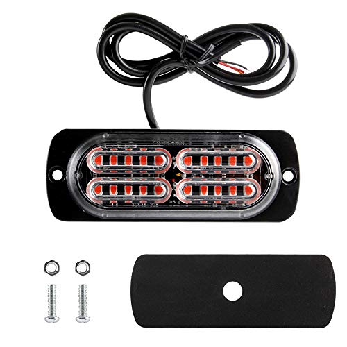 12-24V 20-LED Super Bright Emergency Strobe Warning Caution Hazard Construction Waterproof Flashing Strobe LED Light Bar Surface Mount for Car Truck SUV Van (Red) - color: Red