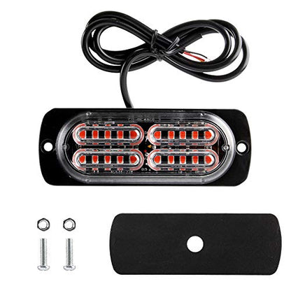 12-24V 20-LED Super Bright Emergency Strobe Warning Caution Hazard Construction Waterproof Flashing Strobe LED Light Bar Surface Mount for Car Truck SUV Van (Red) - color: Red