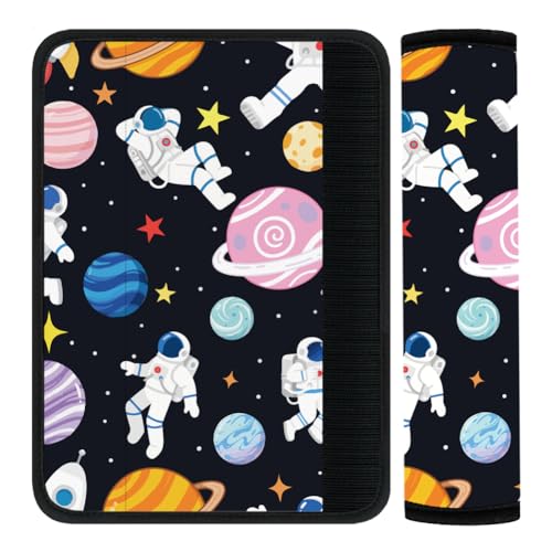 2Pcs Seat Belt Cover Pad 11 Inch Long Seat Belt Cushion Soft Comfort Strap Pad Auto Accessory Decoration for Car Truck SUV Bag Backpack Cartoon Astronaut Planet - color: Astronaut Planet