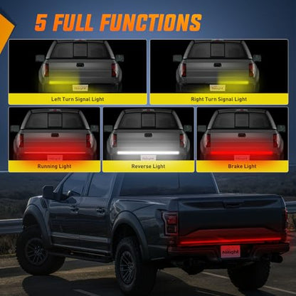 Nilight Truck Tailgate Light Strip 60" Quad Row 648 LED Strip with Red Running Brake Lights White Reverse Lamp Amber Turn Signals - color: 60" Tailgate Light Strip Quad Row