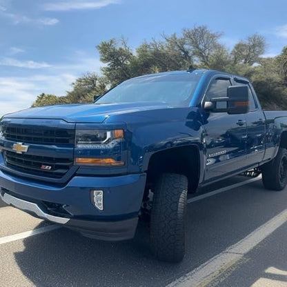 Tape On Side Window Rain Guards Window Visors Vent Deflectors for 2014-2018 Chevrolet Silverado & GMC Sierra 1500, 2015-2018 Silverado/Sierra 2500HD 3500HD Double & Extended Cab,Sun Shades - size: For 2014-2018 Silverado/Sierra Extended Cab