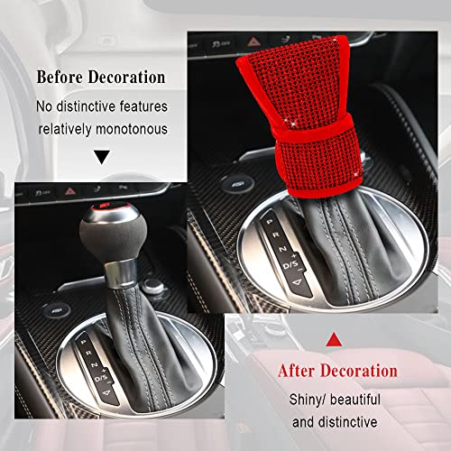 Bling Auto Gear Shift Knob Cover, Car Knob Gear Stick Protector with Crystal Glitter Bling Rhinestones, Universal Car Interior Decor Accessories for Girls, Lady