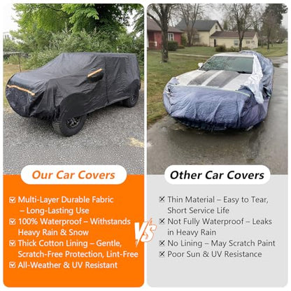 Car Cover for Chevrolet C10 C20 K10 K20 Short Bed 1960-1991, All Weather Waterproof 420D Oxford Cloth with Cotton Lining, Outdoor Car Cover with Windproof Straps, Heavy Duty Sun Rain Snow Protection - size: for Chevy C/K 1960-1991