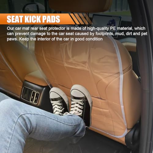 2PCS Car Kick Mats Back Seat Protector for Kids, Universal Anti-Scratch Transparent Auto Seat Back Cover Against Mud, Waterproof Vehicle Backseat Protection Pad for Most SUVs Trucks (Grey) - color: Grey