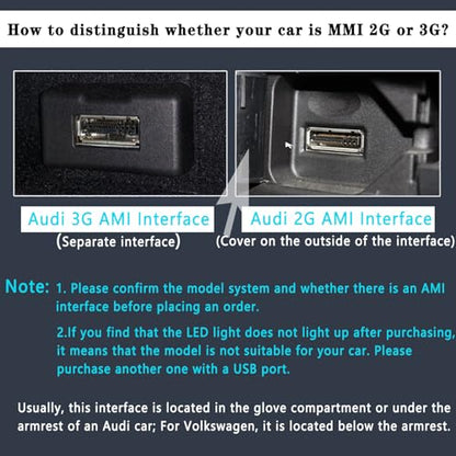 AMI Bluetooth Audio Adapter for Audi MDI MMI 3G System,Bluetooth 5.0 Adapter Compatible Bluetooth Car kit for VW Audi Q5 A5 A7 R7 S5 Q7 A6L A8L A4L Series for MMI 3G System (Only 3G) - size: 3g