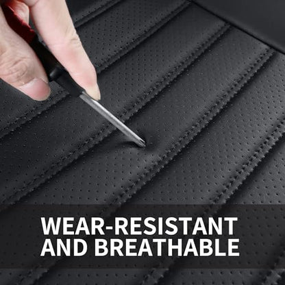 HChengkikz Car Seat Covers, Breathable Faux Leather Auto Seat Covers, Waterproof Automotive Seat Covers, Universal Vehicle Seat Covers for Sedans SUV Pick-up Truck (2 PCS Front Seat, Black) - color: Style2 Black, size: Front Seat