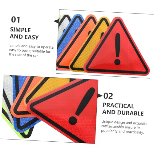 Zerodeko Reflective Car Stickers Triangle Safety Warning Decals Outdoor Sturdy Reflective Labels for Vehicle Hazard Alert