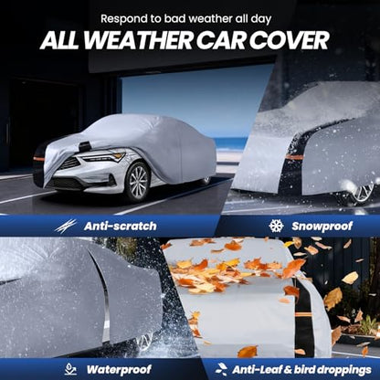 Small Car Cover 100% Waterproof All Weather, 10 Layers Outdoor Covers for Sports/Coupe -Custom Fit Acura Integra, Toyota 86, Subaru BRZ, Nissan 370Z, etc. Sun & Rain Protector. C2 (See Size Chart) - size: C2 Fit Coupe/Cabrio 165"-178" (See Size Chart)