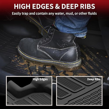 LASFIT Floor Mats & Trunk Mat for Jeep Wagoneer 2022-2025 7-Seat (NOT for 8-Seat/L/S) All Weather Custom Fit Car Floor Liners Black - style: Wagoneer 7 Seats 22-25