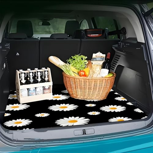 Universal Car Trunk Mat 29" x 39", Beautiful Daisies All Weather Trunk Protection Cargo Liner,Durable Cargo Mat Rear Trunk Liner, Stylish Vehicle Interior Accessories Suitable for Most Car Models - color: Beautiful Daisies