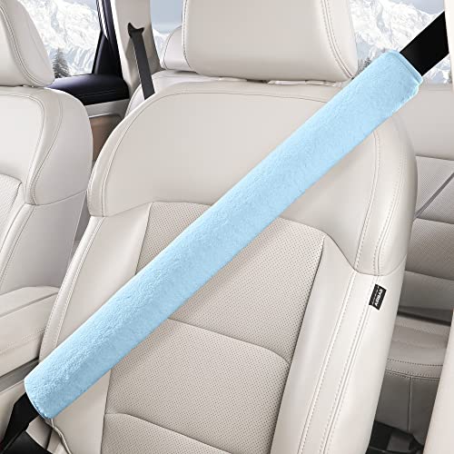 LACDL Extra Long Seatbelt Cover Super Soft Furry for Adults Kids Women & Men, Thick Plush Full Car Seat Belt Strap Cushion, Fluffy Shoulder Pad Protector, Auto Interior Accessories, 1pc, Blue, 19.5in - color: Blue, size: 19.5in - 1pc