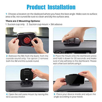 GPS Holder for Car, GPS Dash Mount for Garmin, Nuvi Drive Dezl Drivesmart, Tomtom, Magellan Roadmate, Rand McNally, Navman, Dash Anti-Slip Vehicle Phone Holder Compatible with All Smartphones