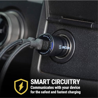 Scosche CPDCC40M PowerVolt 40W Certified Dual Port USB-C Car Charger, Flush Cigarette Lighter Adapter, Fast Charging Car Plug for 12V Power Outlet Compatible with iPhone, Galaxy and All USB-C Devices - size: Dual Port, style: 40W