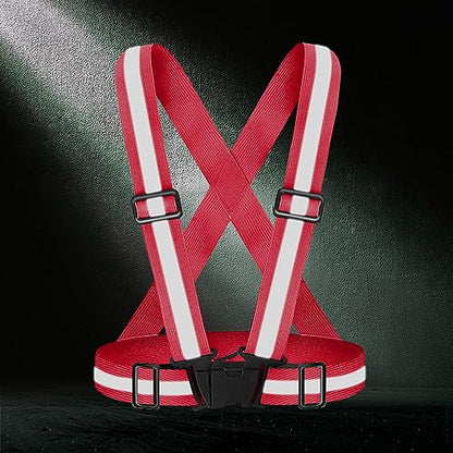 High Visibility Reflective Vest Safety Vest Running Reflective Gear Adjustable Reflective Vest for Walking,Jogging,Hiking,Night Cycling - color: Red