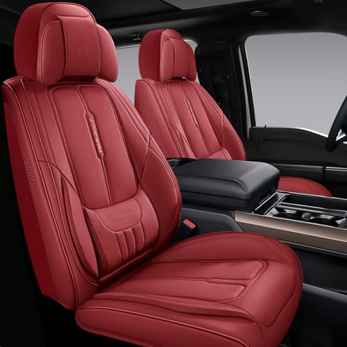 NS YOLO Full Coverage Leather Car Seat Covers for Cars,SUVs and Pick-up Trucks,Car Seat Protector,Automotive Seat Covers,Car Seat Cushion,Wine Red Seat Cover,Front Seat Cover for 2 Seats - color: Wine Red, size: Front Pair