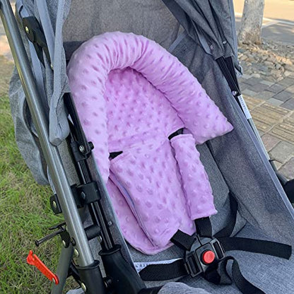 Baby Infant Head and Neck Support Pillow with Seat Belt for Car Seat -Extra Soft 3-in-1 Toddler Car Seat Insert Pad for Car Seats Purple - color: Purple