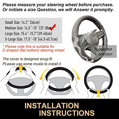 PINCTROT D Shaped Comfy Grip Steering Wheel Cover, Anti-Slip Design, Flat Bottom 14.5-15 Inch(Silicone Gray) - color: 4.Gray, size: D Shaped/Flat Bottom[14 1/2''-15'']