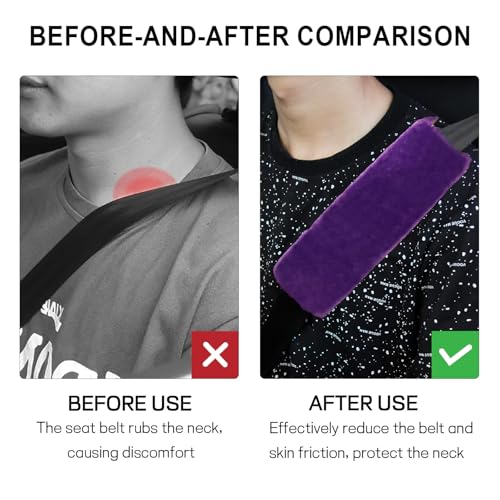 2 Pack Car Seatbelt Covers Shoulder Pad, Soft Faux Sheepskin Seat Belt Shoulder Cover for a Comfortable Driving, Seat Belt Shoulder Strap Covers Helps Protect Your Neck and Shoulder (Purple) - color: Purple