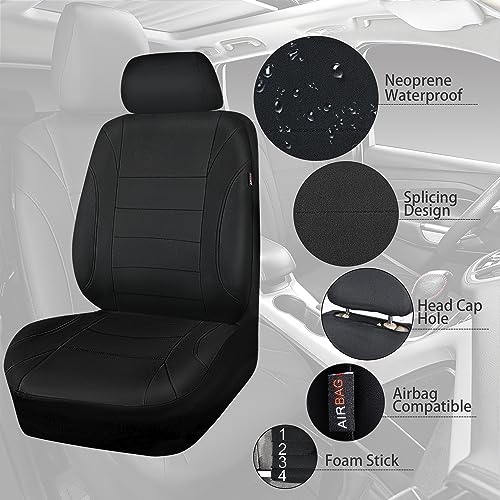 CAR PASS Neoprene EVA Waterproof car seat Covers Front Seats Only, Universal fit for SUV Vehicles Automotive with 5mm Composite EVA Inside,Airbag Compatible (Two Seats, Black and Black) - color: Black And Black