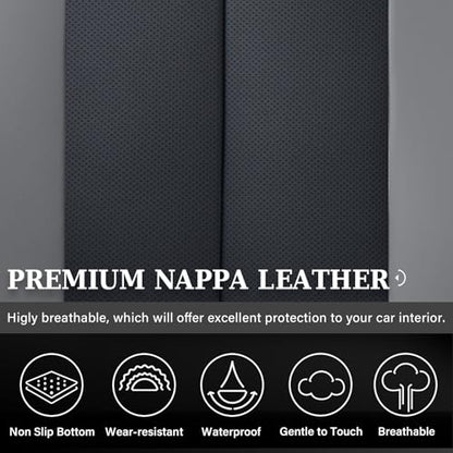 Coverado Car Seat Covers, Rear Seat Covers Leather Car Seat Covers Waterproof Back Seat Cover for Cars, 3-Pieces Seat Covers Backseat Universal Seat Cushion Protector for Most Cars Trucks, Gray&Black - color: Gray&Black