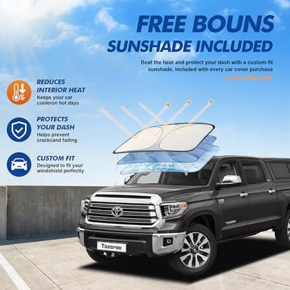 Car Cover Waterproof All-Weather,Heavy-Duty Outdoor Full Exterior Automobiles Snow Cover for Truck Cover with Camper Shell Topper 211-228 inch,with Windshield Sun Shade,Towel&Storage Bag - size: Fit Truck 211-228 inch(PK-L with Shell Topper)
