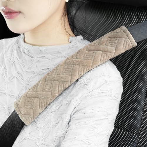 JUSTTOP 2-Pack Universal Car Seat Belt Pads Cover for A More Comfortable Driving, Seat Belt Shoulder Strap Covers Harness Pad for Car Interior Accessories(Khaki) - color: khaki