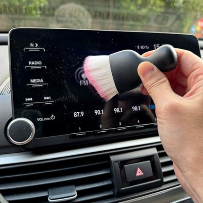 Car Detailing Brush, Soft Bristle Cleaning Brush, Scratch-Free Auto Duster Tool for Dashboard, Air Vents, Leather & Interior Cleaning (Black&Pink) - color: Black&Pink