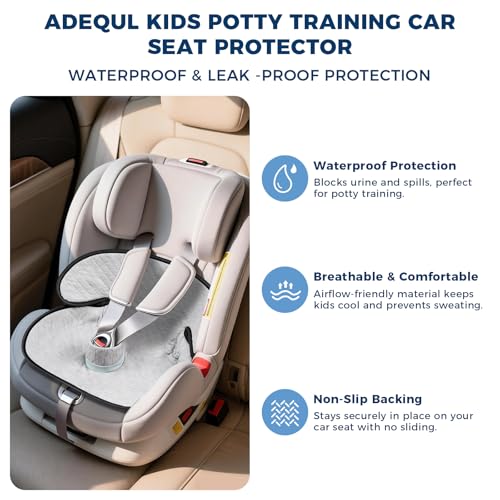 2 Pack Car Potty Training Seat Protector, Waterproof Toddler Carseat Potty Training Cover, Piddle Pads & Liners for Baby,Washable Non-Slip Leak-Proof Potty Pee Protector (Gray) - color: Gray