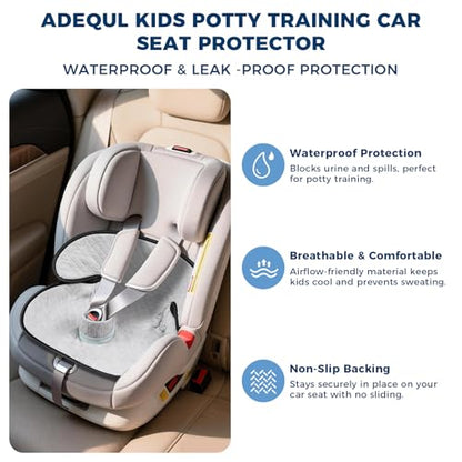 2 Pack Car Potty Training Seat Protector, Waterproof Toddler Carseat Potty Training Cover, Piddle Pads & Liners for Baby,Washable Non-Slip Leak-Proof Potty Pee Protector (Gray) - color: Gray