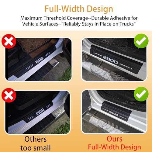 Car Door Sill Protectors Compatible with Dodge RAM 1500 Accessories- 4Pcs Door Entry Guard Scuff Sill Protector Plate- Carbon Fiber Anti-Scratch Sticker- Upgraded Full Coverage - size: 1500
