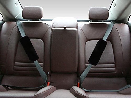 U&M [Pack of 2 pcs High-Density Wool Auto Seat Belt Cover for Adult Youth Kid Toddlers -Soft Warm Car, Truck, SUV, Camera Backpack Strap Shoulder Pad (Black) - color: Black