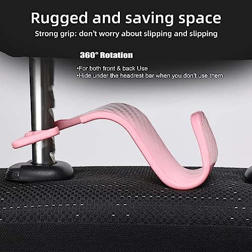 Car Seat Headrest Hooks Vehicle Storage Organizer for Purses Handbags Groceries Coats – Holds 55 lbs 360° Rotating Checkered Pattern Design 4 Pack (Pink Checkered) - color: Pink Checkered