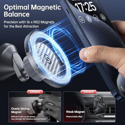 SYNCWIRE for MagSafe Car Mount - Kevlar Material Magnetic Phone Holder for Car Dash,360° Rotation Strong Magnets Car Phone Holder Compatible iPhone 17 Pro Max Air 16 15 14 13, MagSafe Car Accessories - style: Kevlar