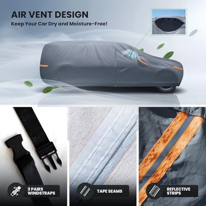 Large SUV Car Cover for Ford Expedition 100% Waterproof All Weather, Heavy Duty Outdoor Full Exterior Covers Rain Sun Wind UV Hail Protection.