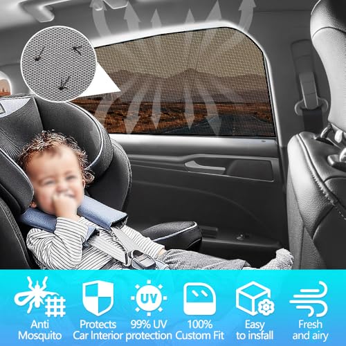BWEN Window Sunshades Fit for Ford Fusion 2013-2021, Magnetic Car Window Shades for Sun/Heat Protection, Keeps Vehicle Cool for Camping Napping 4PCS