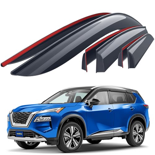 Goodyear Shatterproof Window Deflectors for Nissan Rogue 2021-2026, Tape-on Rain Guards, Window Visors, Vent Deflector Visor, Car Accessories,6 pcs. - GY008635 - color: For Rogue 21-26 6pcs
