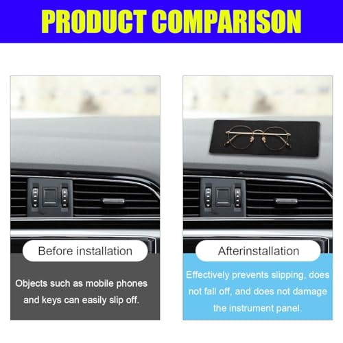 Car Dashboard Anti-Slip Silicone Pad, 10'' x 6'' Black Grid Sticky Adhesive Mat, Car Grasping Pad, Multifunctional Gripping Mat for Phones, Keys, Sunglasses, Coin, Electronic Devices (27×15 CM) - size: 10.6'' x 5.9''