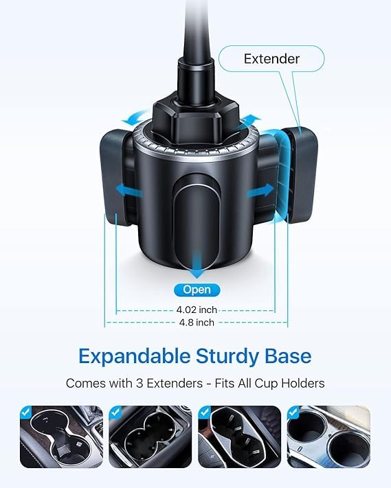 andobil Military-Grade Cup Holder Phone Mount for Car Truck, [2026 Enhanced] Anti-Shake 360° Adjustable Gooseneck Cupholder Car Phone Holder, Universal Cell Phone Car Mount for iPhone 17 16/Samsung - color: Blue