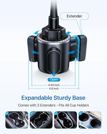 andobil Military-Grade Cup Holder Phone Mount for Car Truck, [2026 Enhanced] Anti-Shake 360° Adjustable Gooseneck Cupholder Car Phone Holder, Universal Cell Phone Car Mount for iPhone 17 16/Samsung - color: Blue