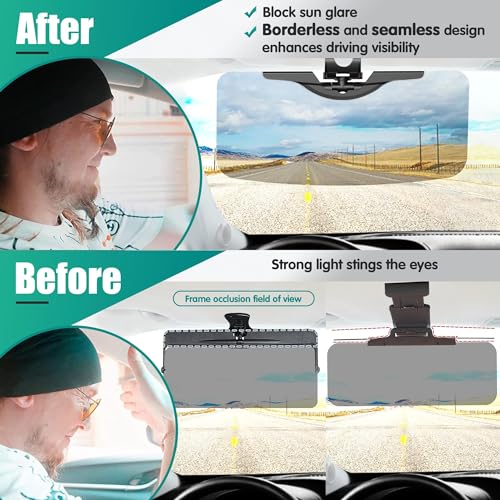 Sun Visor Extender for Car - Universal Adjustable Side Window Sun Blocker UV400, Folding Clip-On Visor Extension, Easy Install & Glare Reduction (Black-2 Pack)