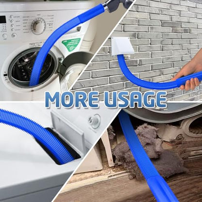 PetOde 2 Pieces Dryer Vent Cleaner Kit Compatible with Most Vacuum Cleaner, Dryer Lint Brush and Vacuum Hose Attachment, Quickly Lint Remover, Deep Blue - color: Deep Blue
