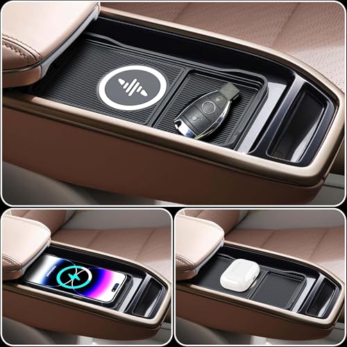 Car Wireless Charger Pad, 15W Fast Non-Slip Wireless Charging Pad for Car with 20W Car Adapter, Compatible with iPhone 17 16 15 14 13 12 Pro Max AirPods,100CM Cable - color: Black---100cm Cable