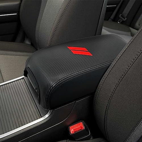 Center Console Cover for Dodge Charger Accessories 2011-2021 2022 2023 for Chrysler 300 2015-2022 Leather Armrest Cover Console Box Lid Protector Interior (Carbon Fiber, Leather) - color: Carbon Fiber Red