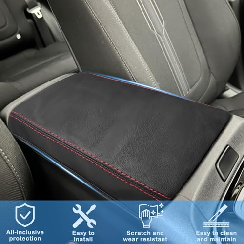 QianBao Compatible with Hyundai Tucson 2022 2023 2024 Leather Armrest Box Center Console Cover Middle Console Cover Protector Red Stitches