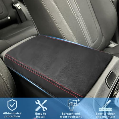 QianBao Compatible with Hyundai Tucson 2022 2023 2024 Leather Armrest Box Center Console Cover Middle Console Cover Protector Red Stitches