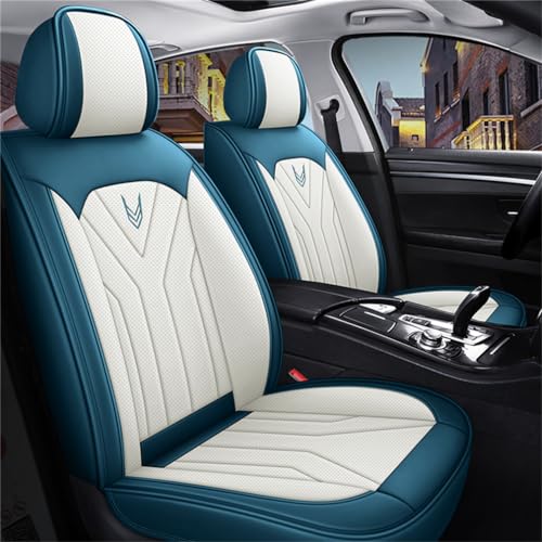 Upgraded Leather 5 Seats Car Seat Covers for Honda CR-V 2026 Vehicles Front&Rear Seat Protector Anti-Slip Durable Leather Seat Cushion White Blue