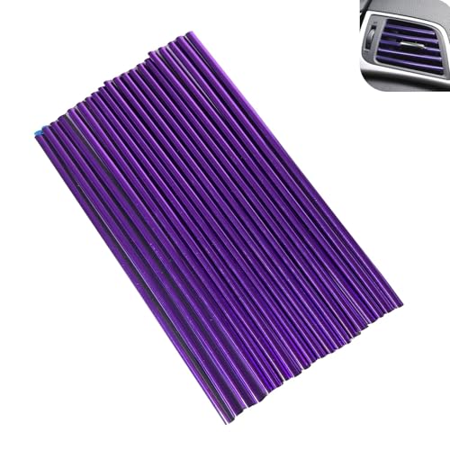 20 PCS Car Vent Trim Strip, Reflective DIY Chrome Car AC Vent Outlet Decorating Strip, Waterproof Bendable Trim Line for Most Straight Outlet, Universal Modified Interior (Purple) - color: Purple