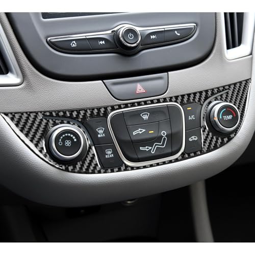 Black Carbon Fiber Compatible with Chevy/Chevrolet Malibu 2016-2025 2017 2018 2019 2020 2021 2022 2023 2024 Accessories Car Dash Climate Panel Cover Interior Trim Sticker Decal -B - color: Central Control Frame -B