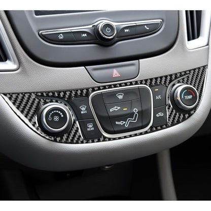 Black Carbon Fiber Compatible with Chevy/Chevrolet Malibu 2016-2025 2017 2018 2019 2020 2021 2022 2023 2024 Accessories Car Dash Climate Panel Cover Interior Trim Sticker Decal -B - color: Central Control Frame -B