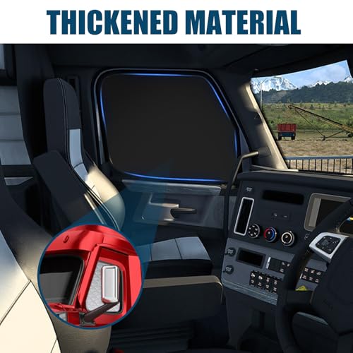 Side Window Sun Shade for Freightliner Cascadia 2018-2026, Custom Fit 210T Reflective Sunshade for Semi Truck, 6-Layer Heat Insulation Privacy Protector, Block 99% UV Rays, 2PCS - size: Freightliner Cascadia 2018-2026